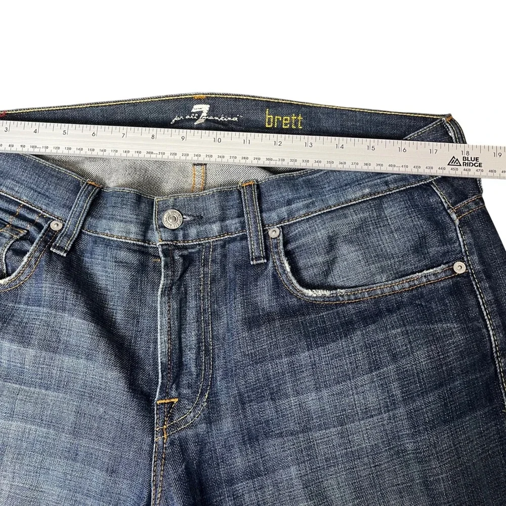 7 For All Mankind Brett Bootcut Jeans Mens 34 Blue A-Pocket Made in USA Denim - Picture 4 of 11